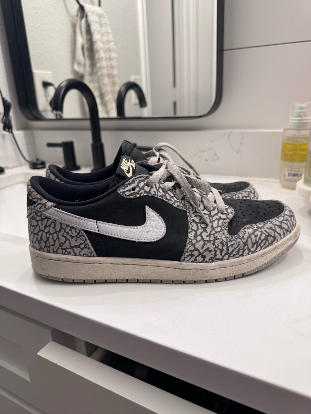 Nike Black and Gray Low-Top Sneaker with White Laces